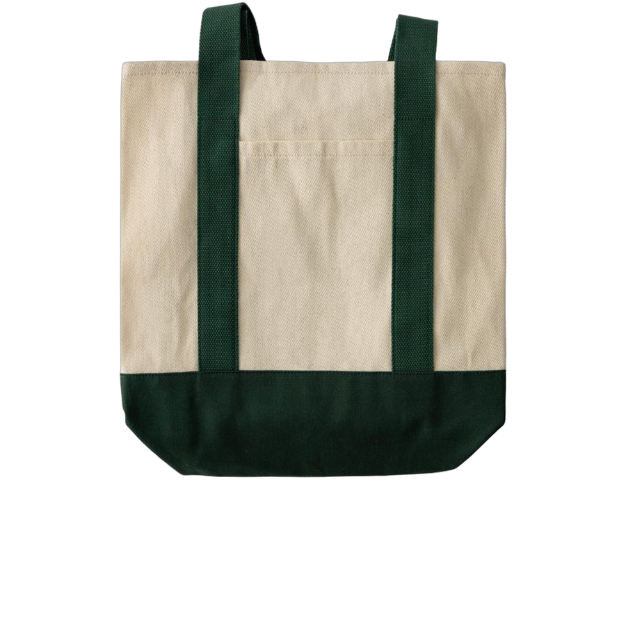 Natural/Spruce Two-Tone Shopping Tote Bag